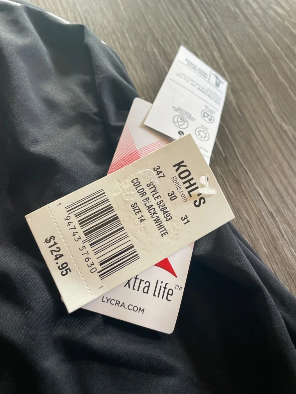 NEW Lands’ End Women’s Black and White High Neck Swim Dress, Size 14